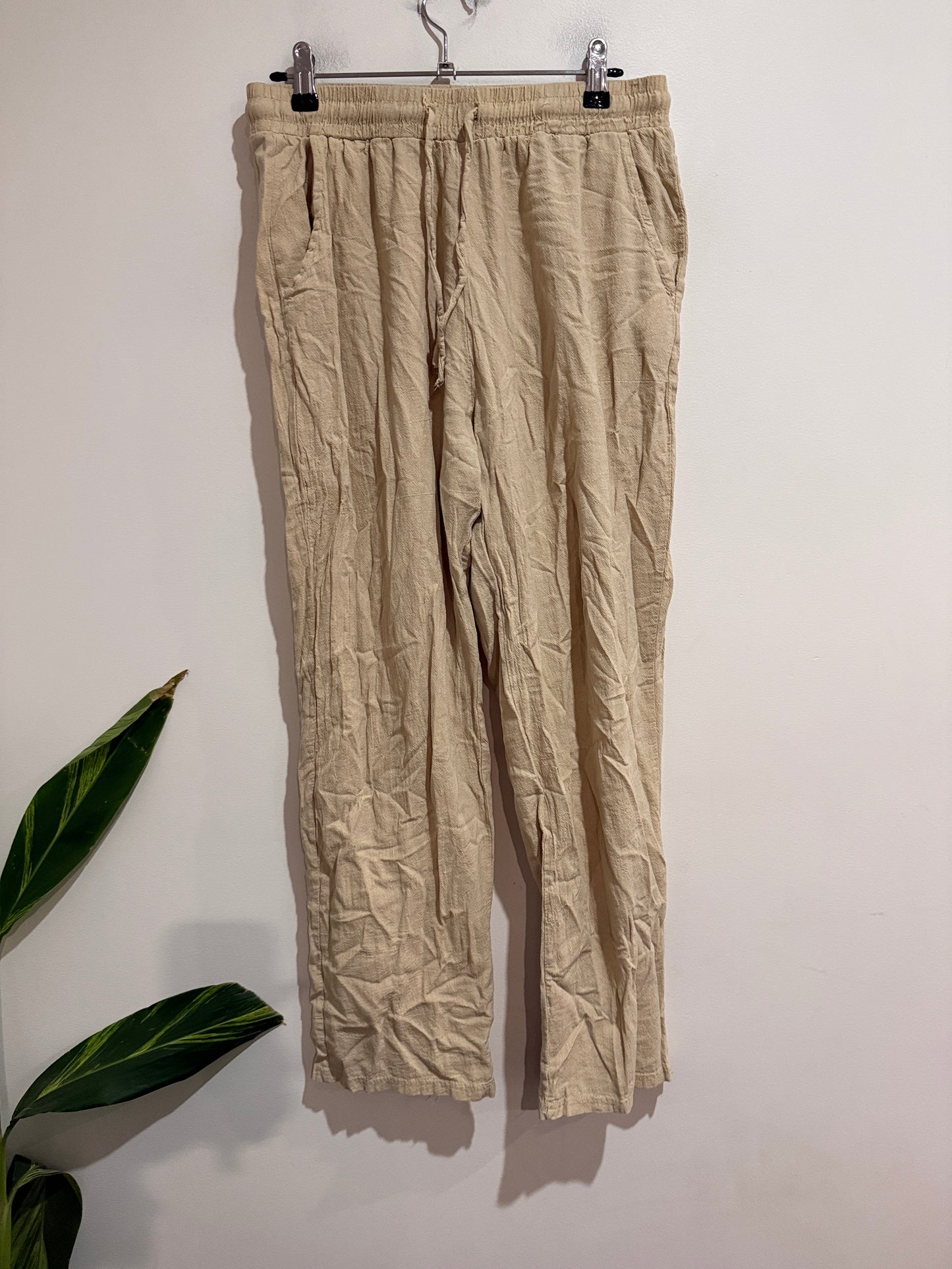 Brand Unknown Size L | Waist 74cm Linen Blend Drawstring Pants