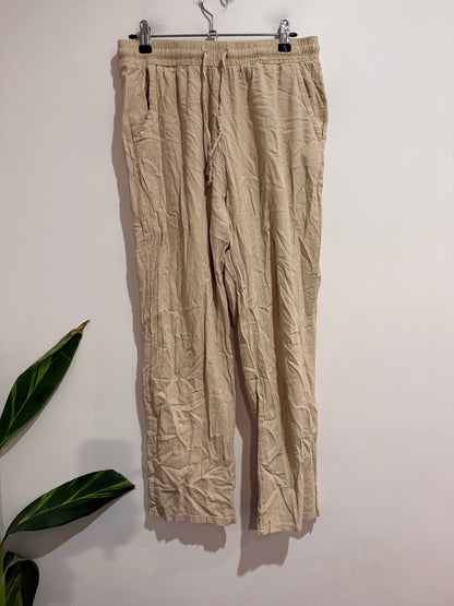 Brand Unknown Size L | Waist 74cm Linen Blend Drawstring Pants