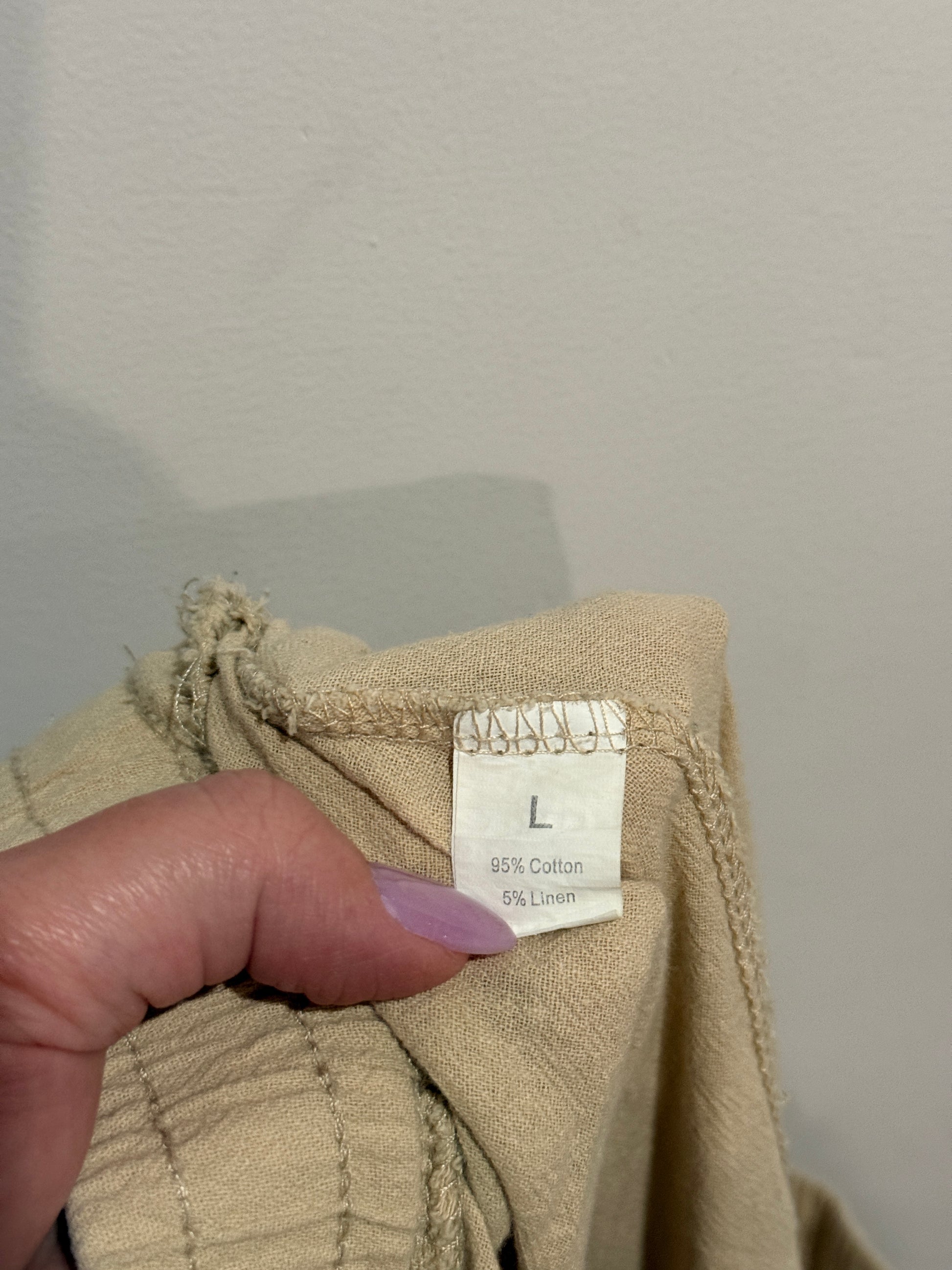 Brand Unknown Size L | Waist 74cm Linen Blend Drawstring Pants