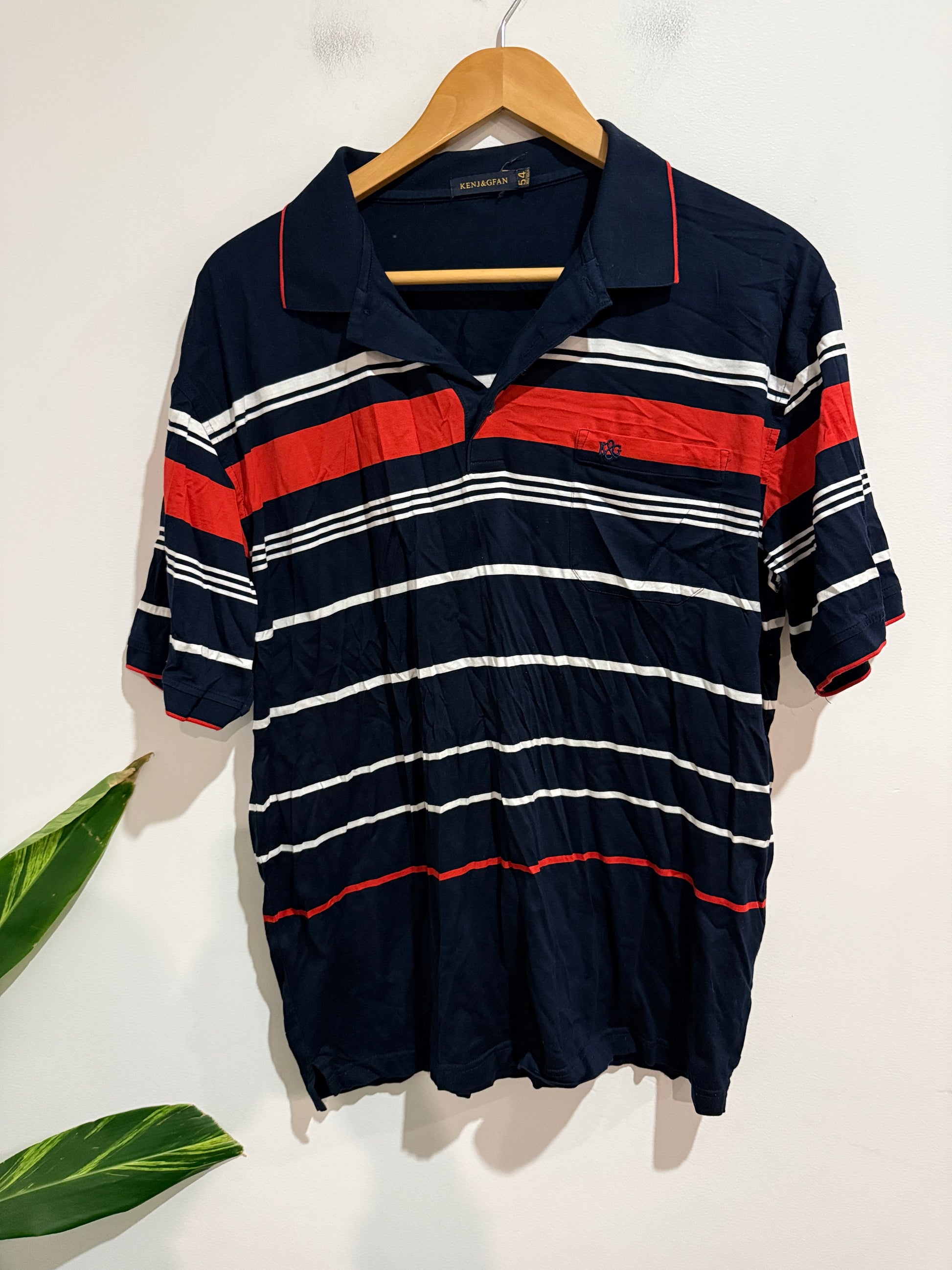 Kenj&Gfan Size 54 | U/Arm to U/Arm 56cm Striped Polo Shirt