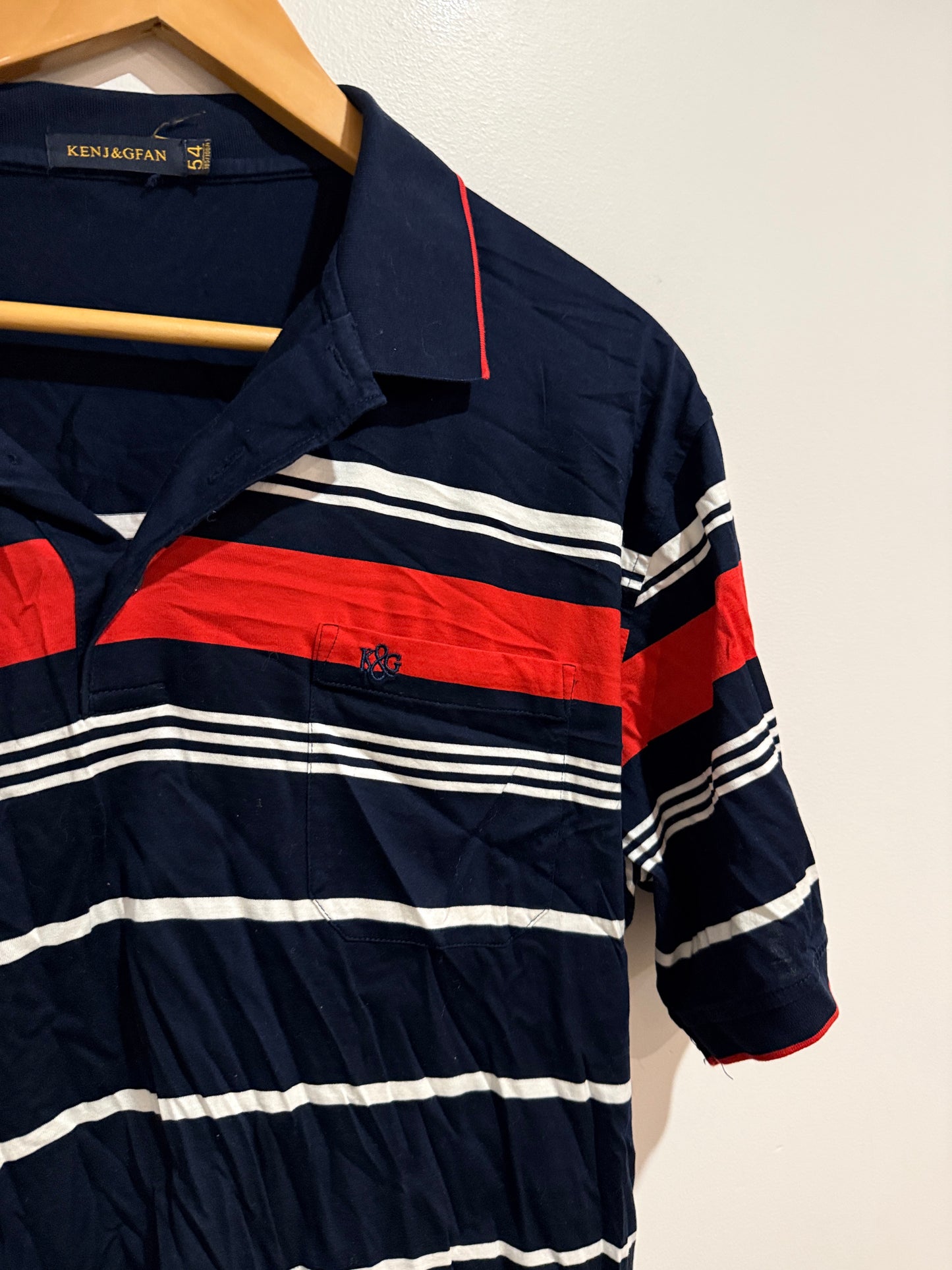 Kenj&Gfan Size 54 | U/Arm to U/Arm 56cm Striped Polo Shirt