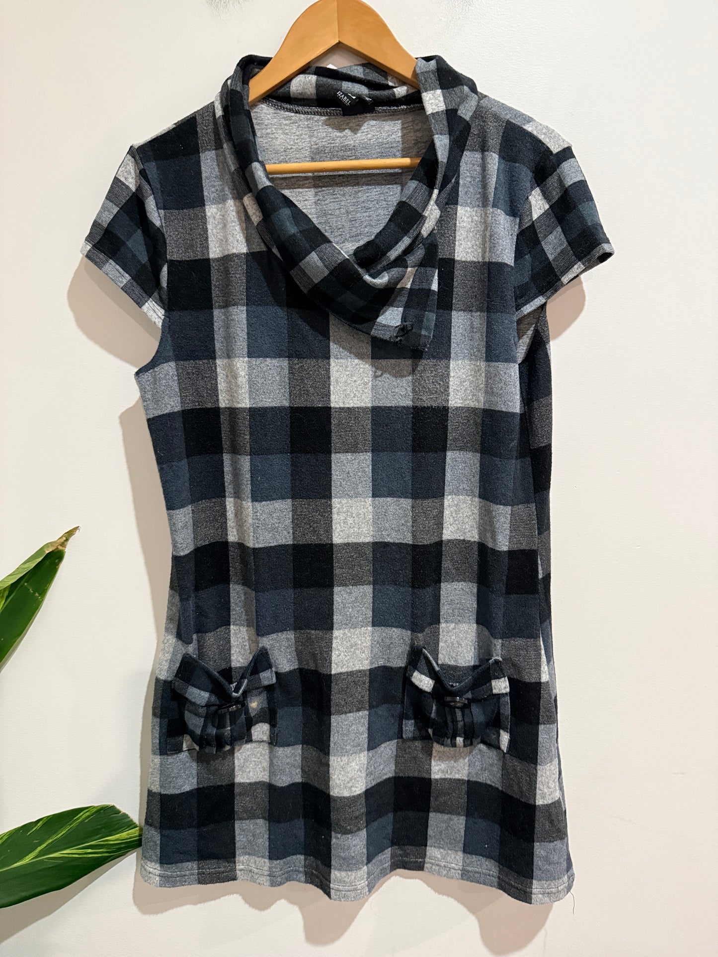 Izabel Size 14 Plaid Check Cowl Neck Top