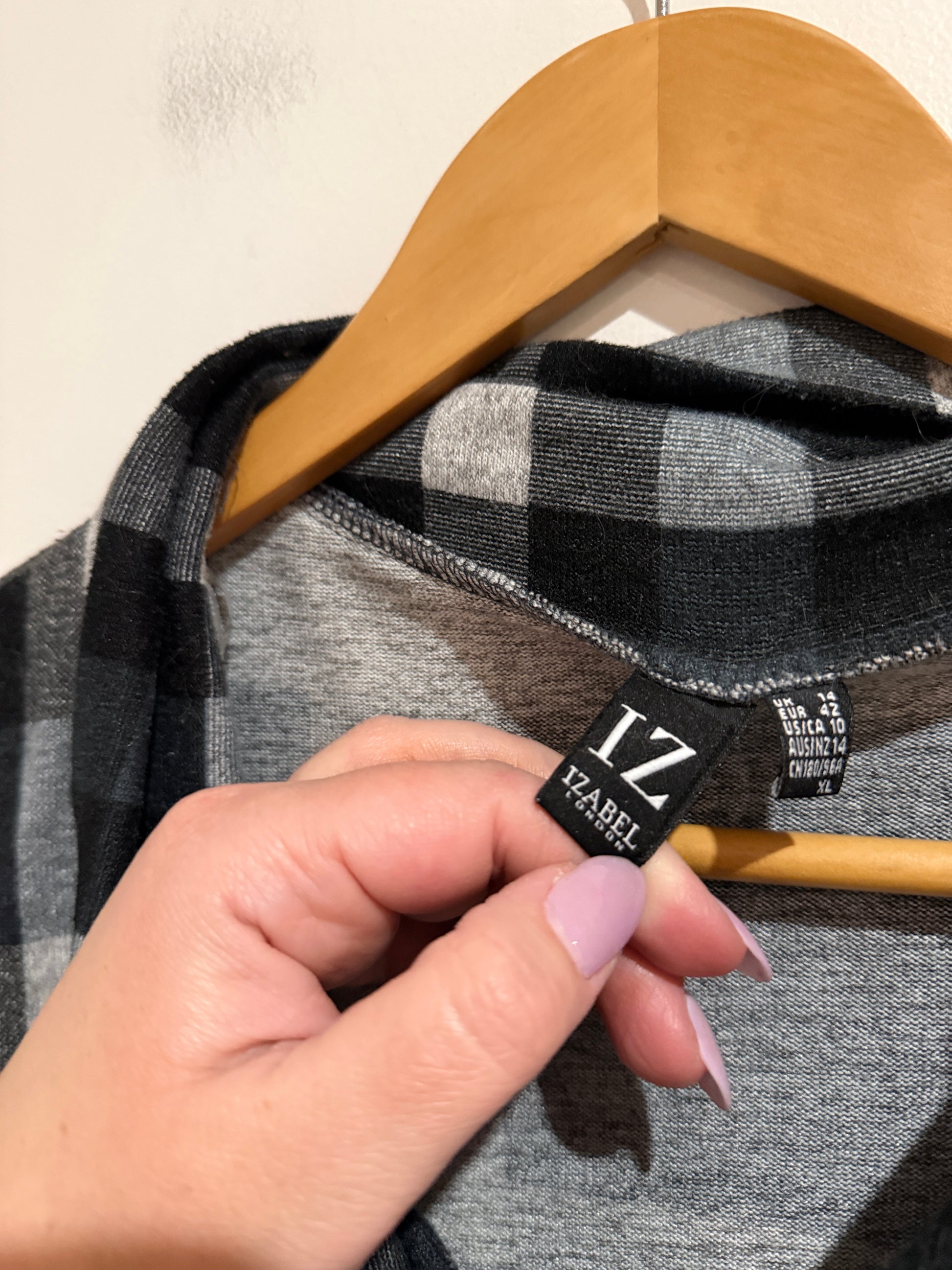 Izabel Size 14 Plaid Check Cowl Neck Top