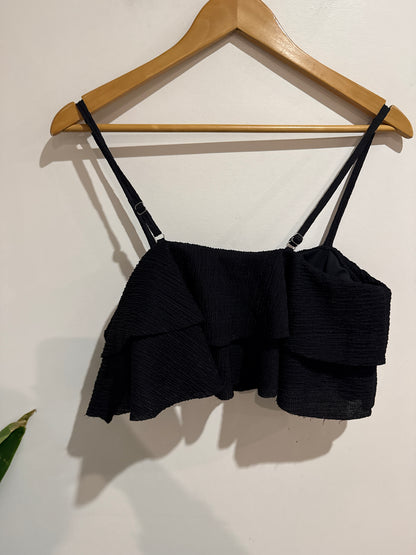 Brand Unknown Size L Off Shoulder Frill Crop Top