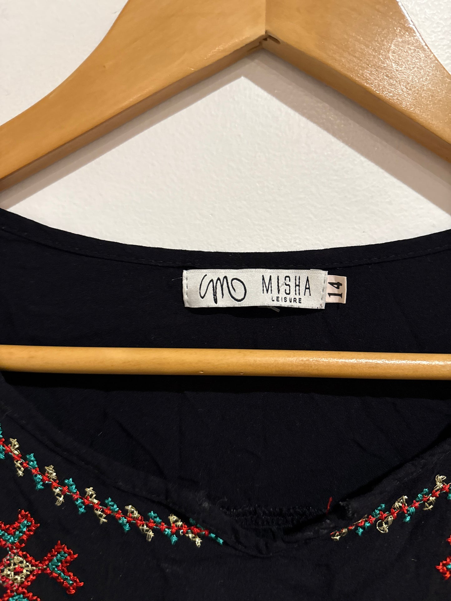 Misha Leisure Size 14 Embroidered Tunic Dress