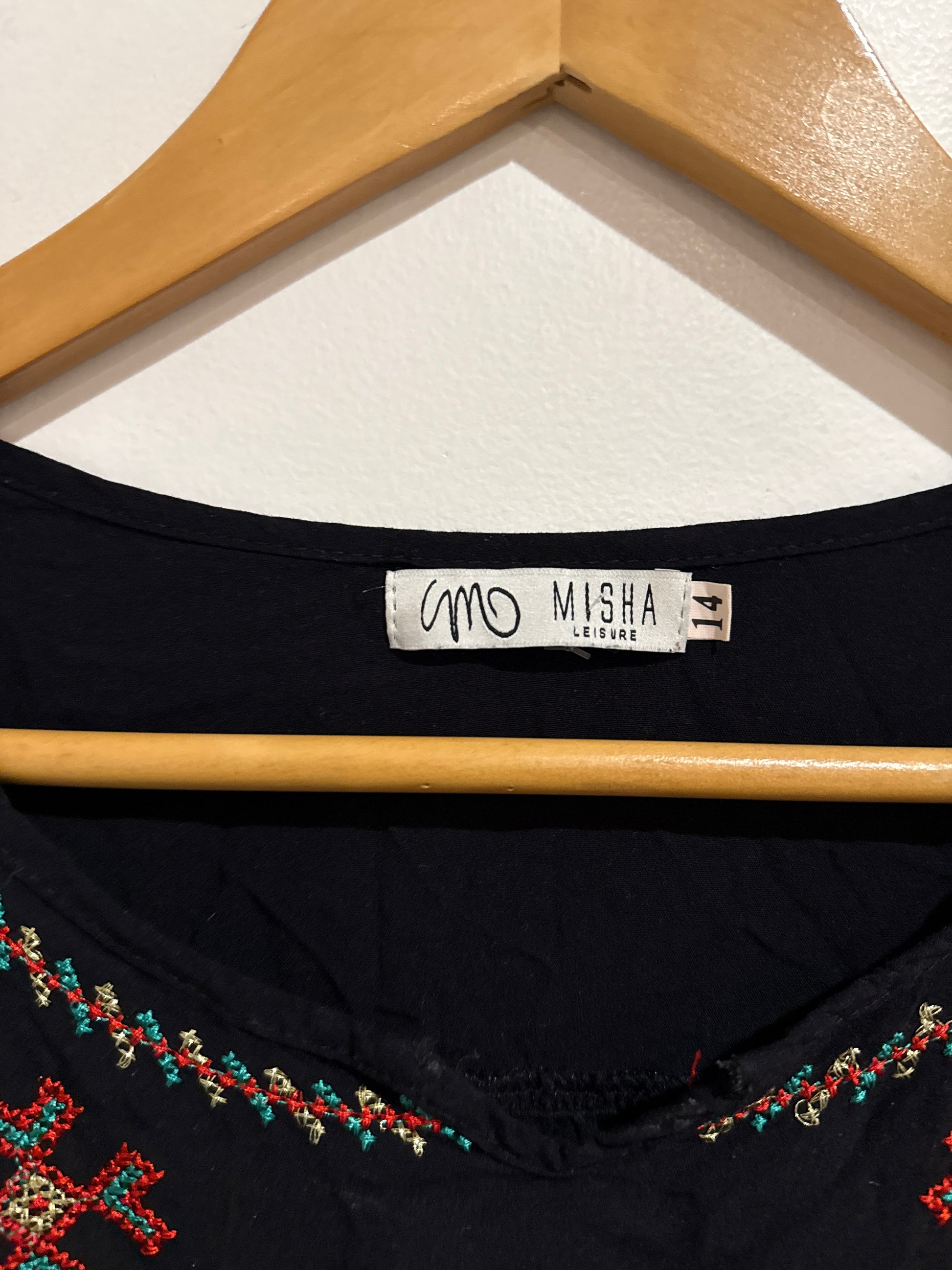 Misha Leisure Size 14 Embroidered Tunic Dress