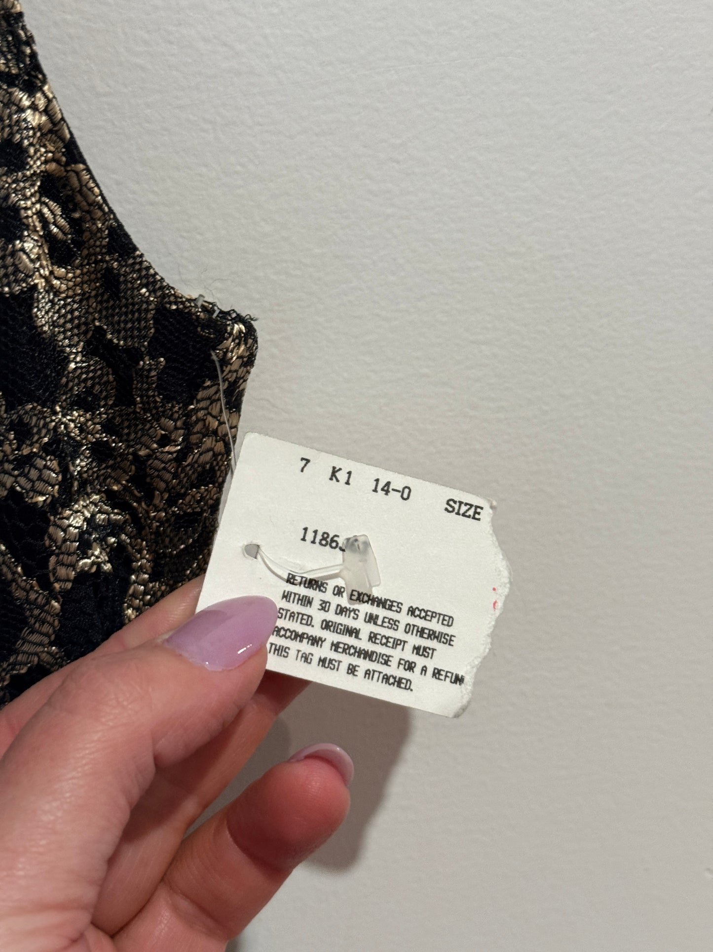 Byer Too Metallic Lace Dress Size 7