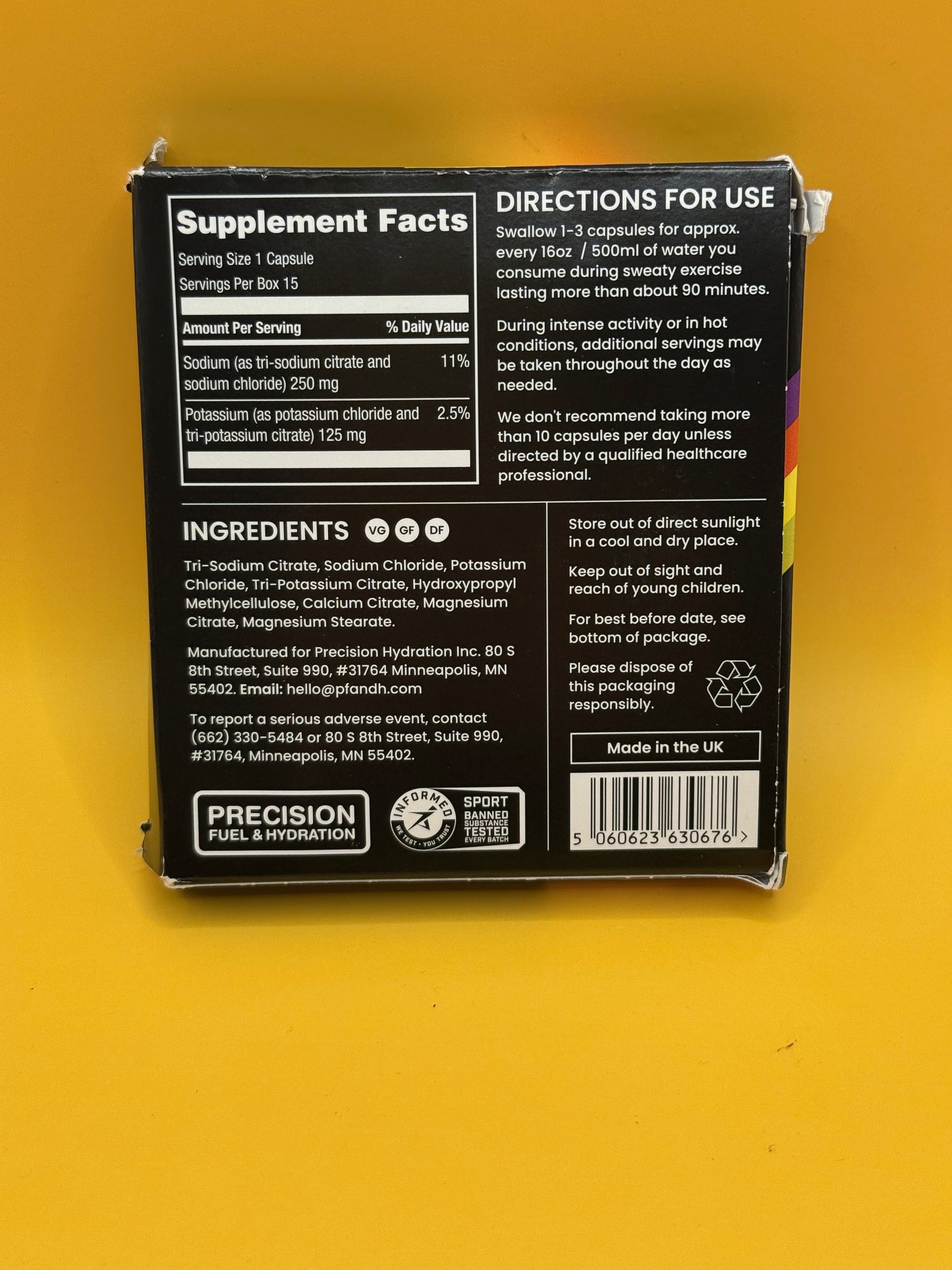 Precision Hydration Electrolyte Capsules 250mg Sodium – 15 Capsules