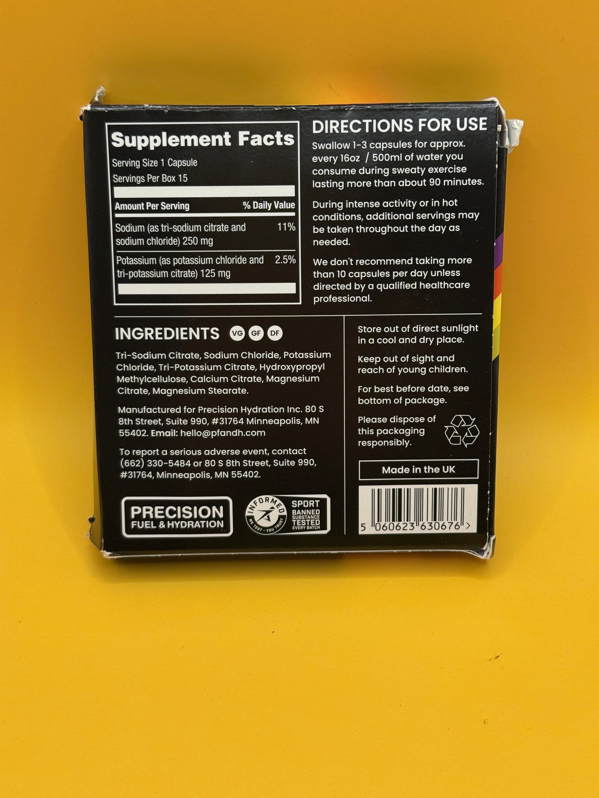 Precision Hydration Electrolyte Capsules 250mg Sodium – 15 Capsules