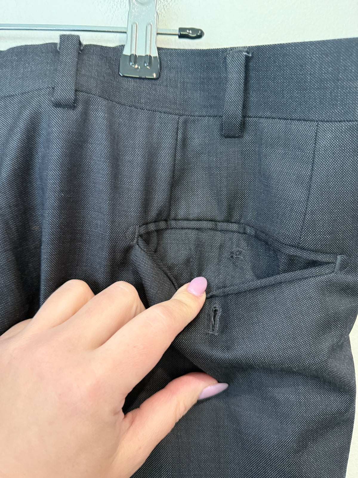 Moss Bespoke Grey Wool Suit Trousers