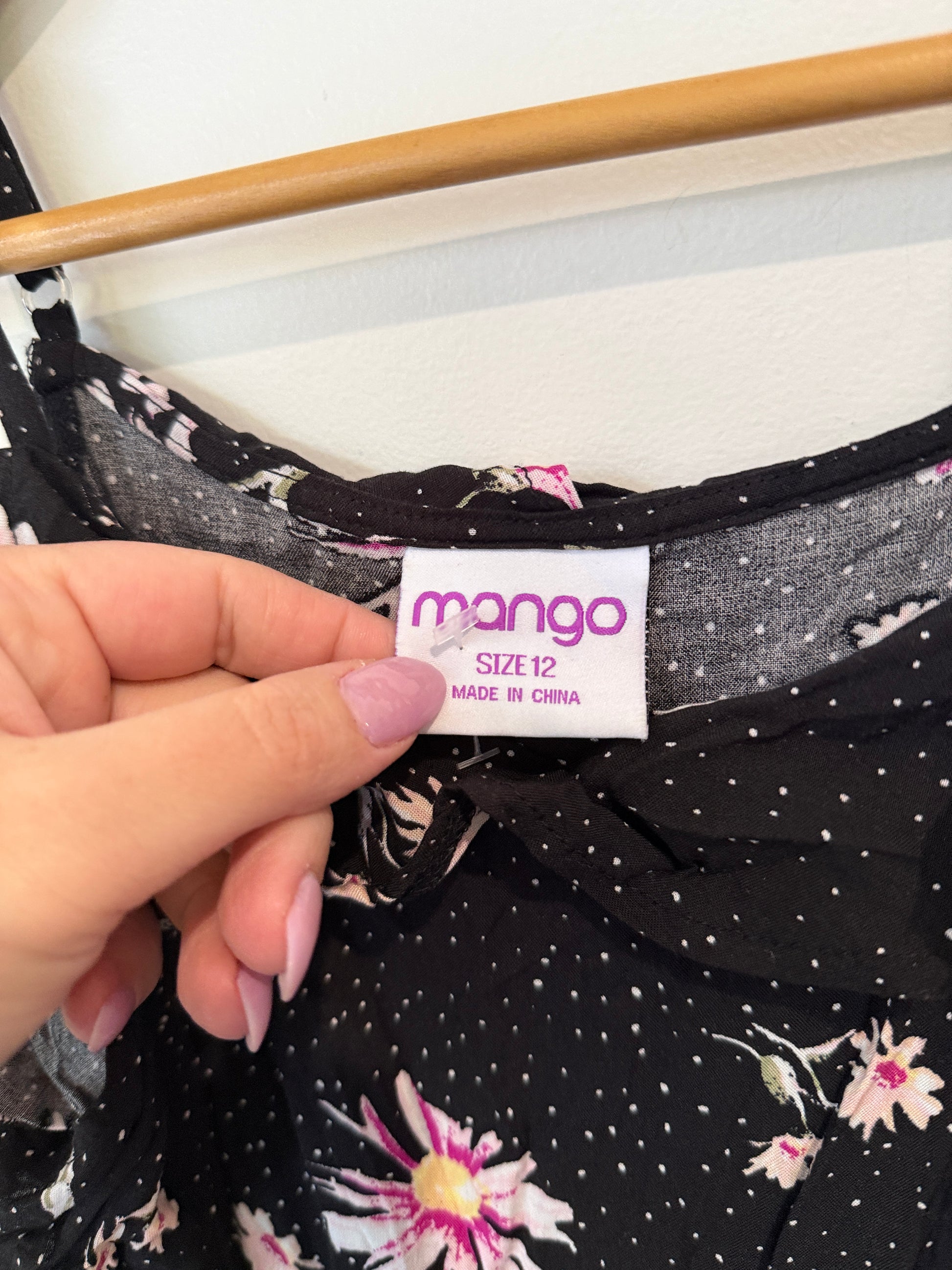 Mango Size 12 Floral Print Cold Shoulder Jumpsuit