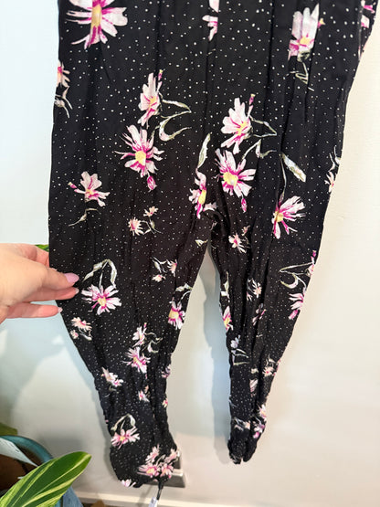 Mango Size 12 Floral Print Cold Shoulder Jumpsuit