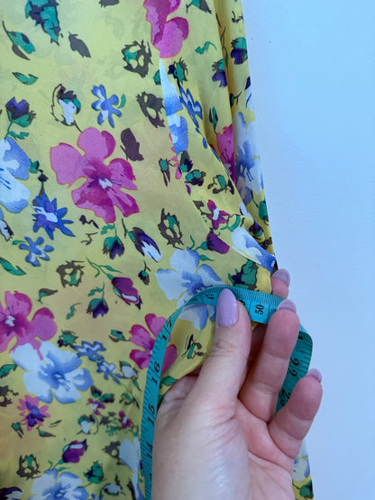 Brand Unknown Size U/Arm to U/Arm 50cm Yellow Floral Print Shift Dress
