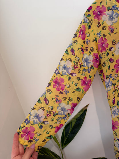 Brand Unknown Size U/Arm to U/Arm 50cm Yellow Floral Print Shift Dress