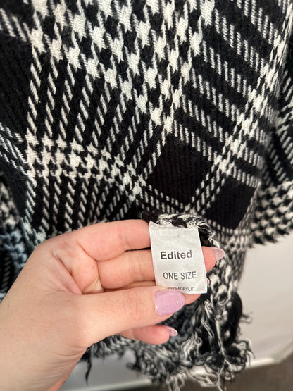 Edited Houndstooth Check Fringe Poncho
