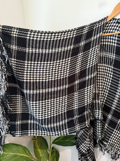 Edited Houndstooth Check Fringe Poncho