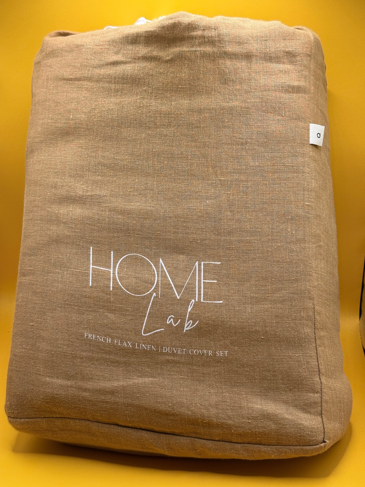 Home Lab French Flax Linen Queen Duvet Cover Set Ginger