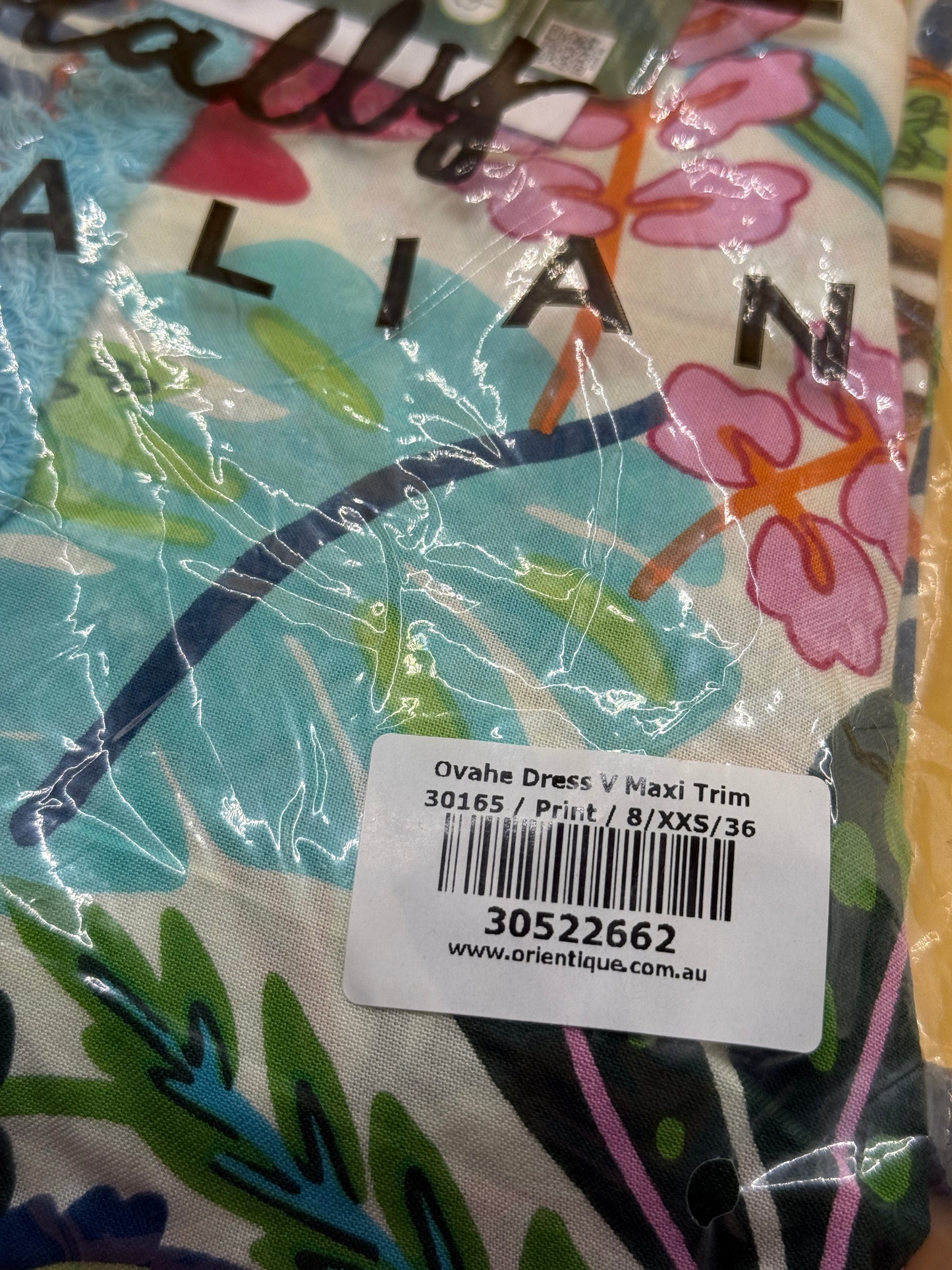 Orientique Ovahe V-Neck Maxi Dress Print Size 8 XXS