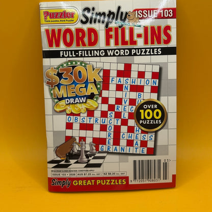 Puzzler Simply Word Fill-Ins Issue 103 by Puzzler