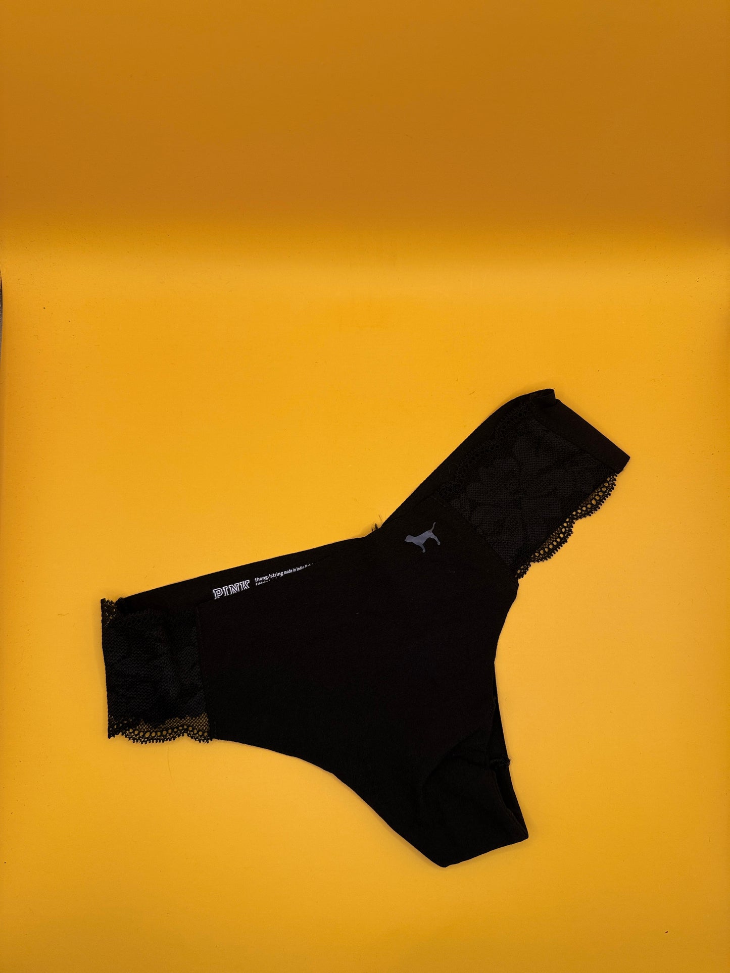 Victoria's Secret PINK Black Lace Thong Size S