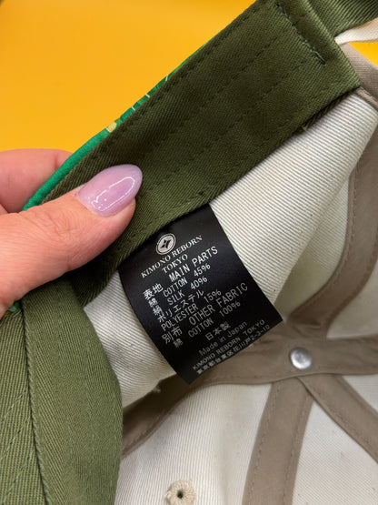 Kimono Reborn Tokyo Green Floral Silk-Blend Cap