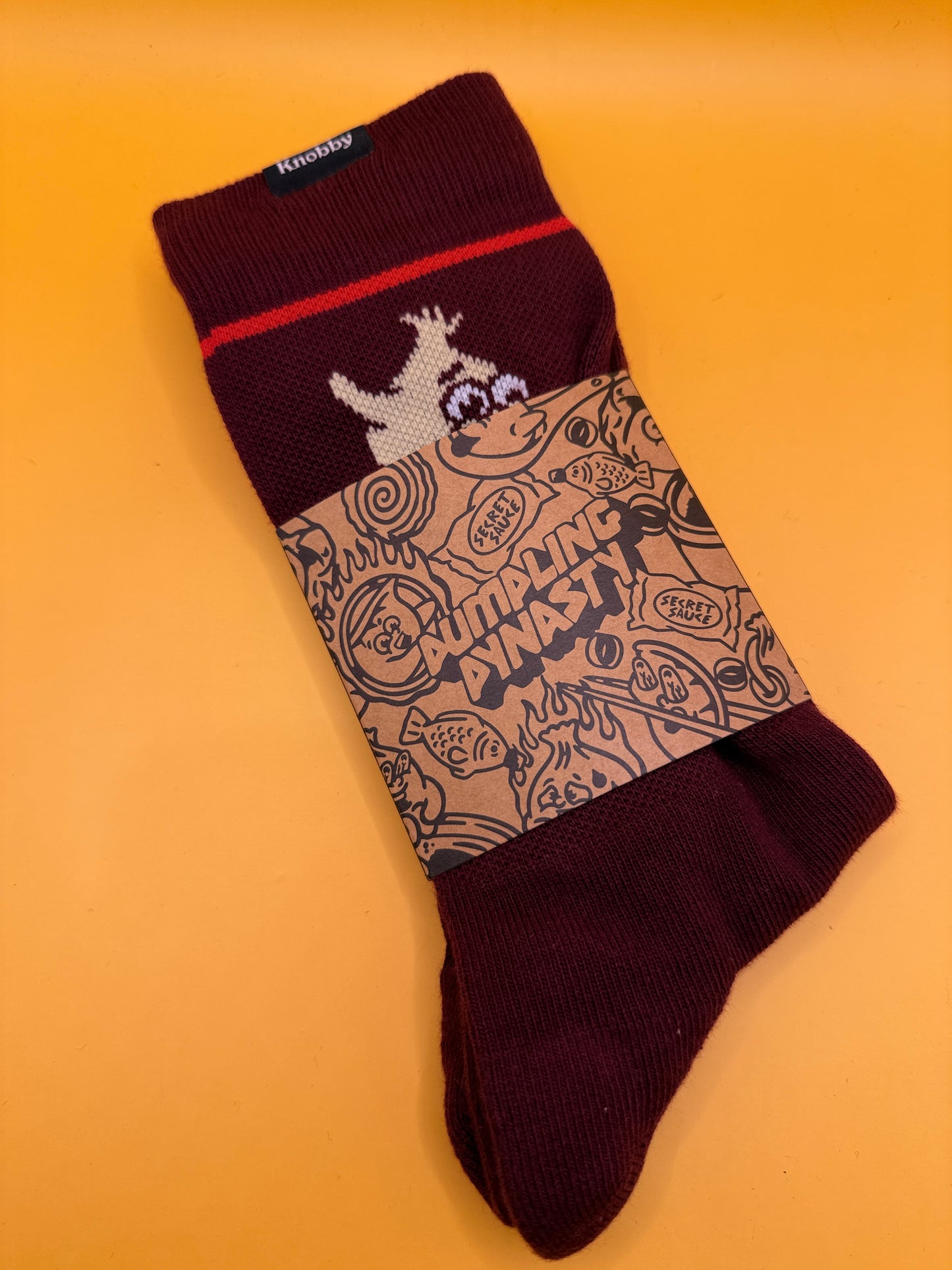 Knobby Dumpling Dynasty Crew Socks Burgundy