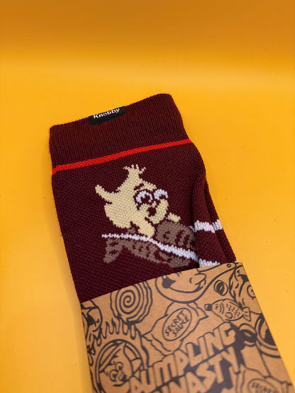 Knobby Dumpling Dynasty Crew Socks Burgundy