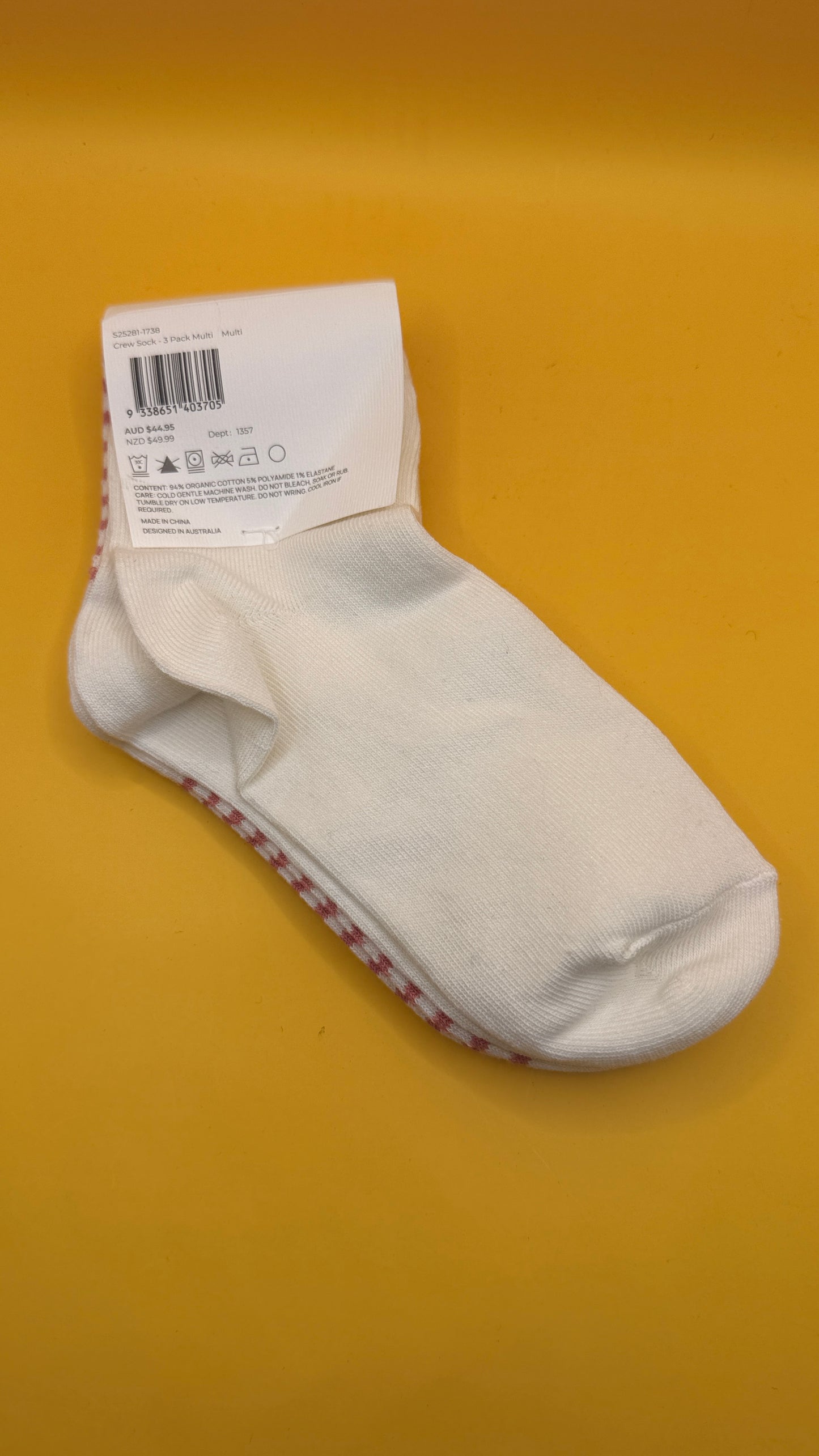 Papinelle Organic Cotton Crew Socks 3 Pack