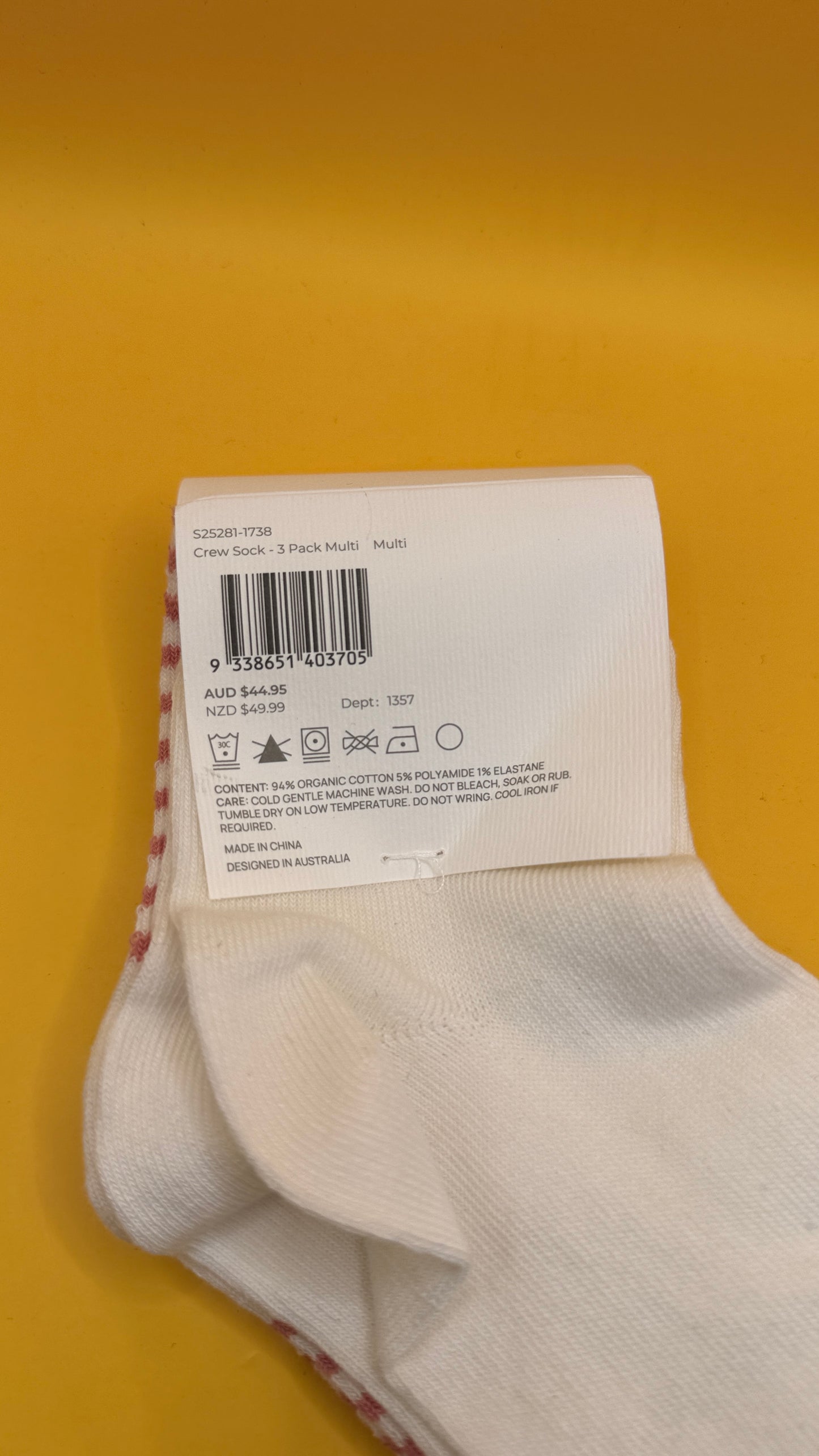 Papinelle Organic Cotton Crew Socks 3 Pack