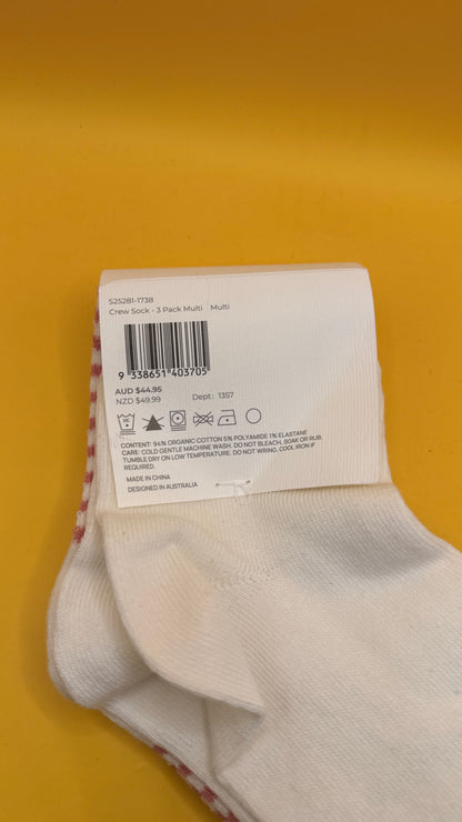 Papinelle Organic Cotton Crew Socks 3 Pack