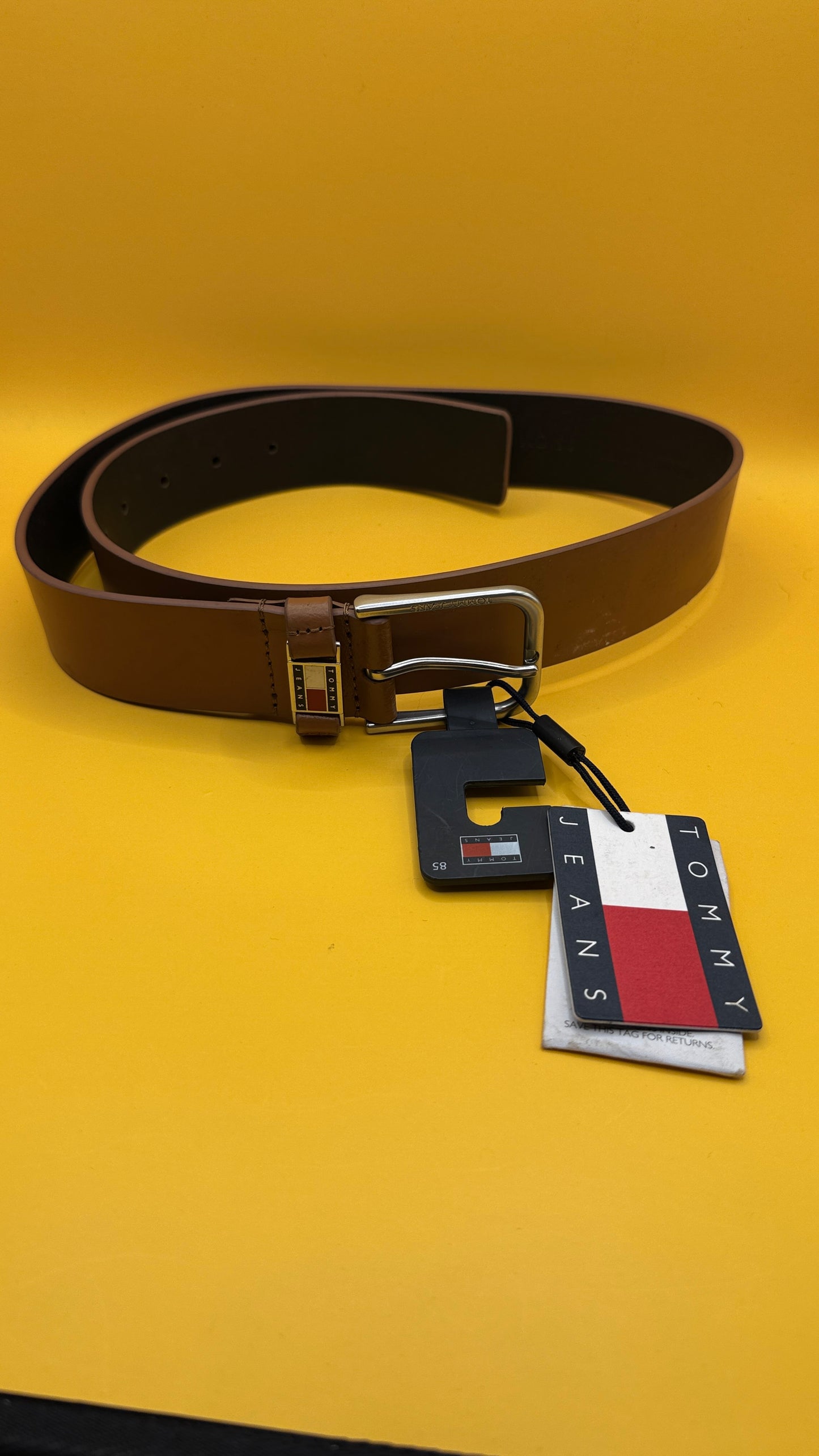 Tommy Hilfiger Brown Leather Belt Size 85