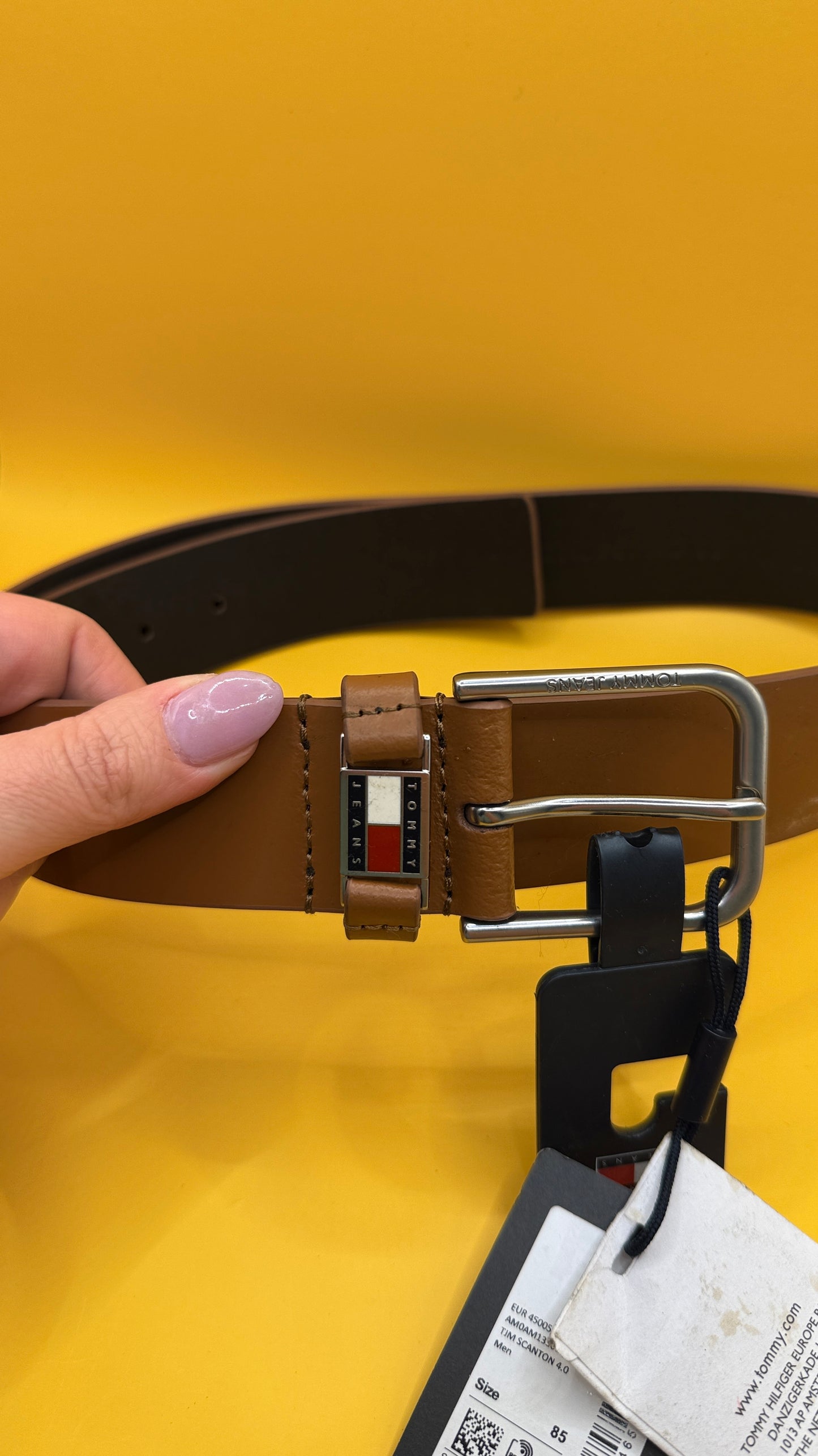 Tommy Hilfiger Brown Leather Belt Size 85