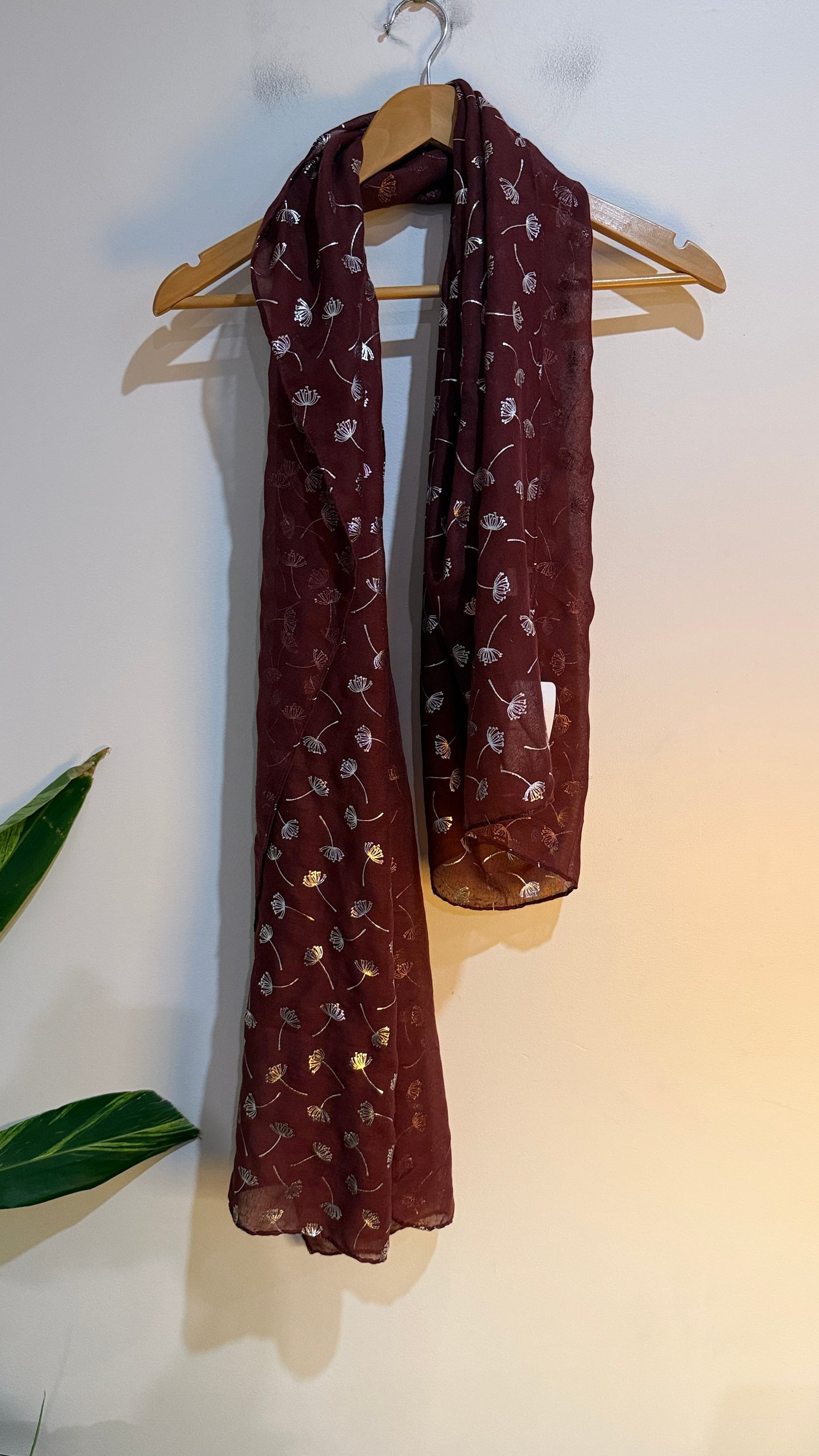 Cerulean by Blue Diamond Foil Dandelion Scarf Wine