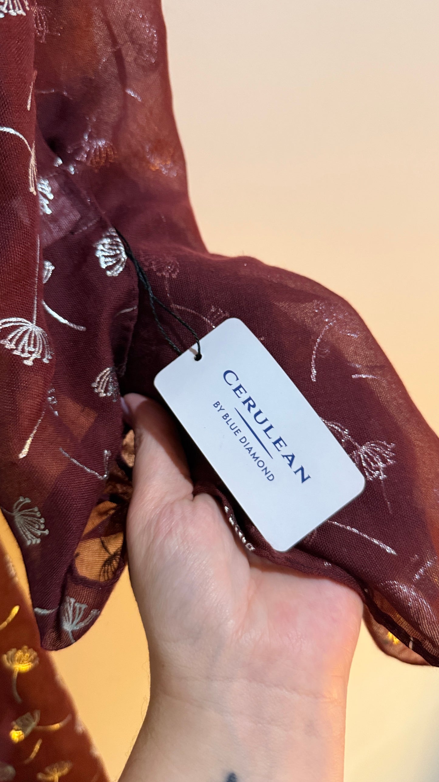 Cerulean by Blue Diamond Foil Dandelion Scarf Wine