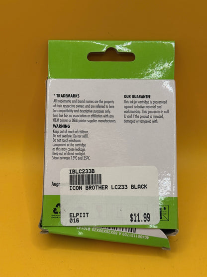 Icon Ink Brother LC233 Compatible Black Ink Cartridge