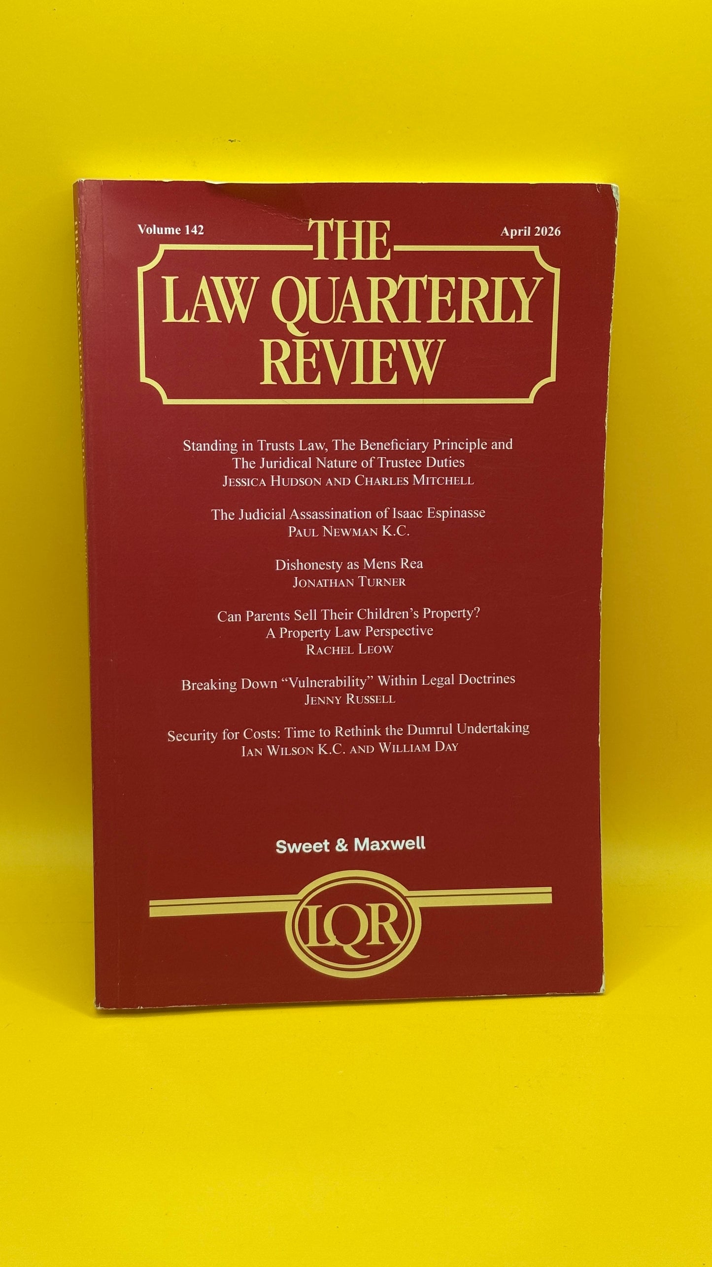 The Law Quarterly Review Volume 142 April 2026 by Sweet & Maxwell