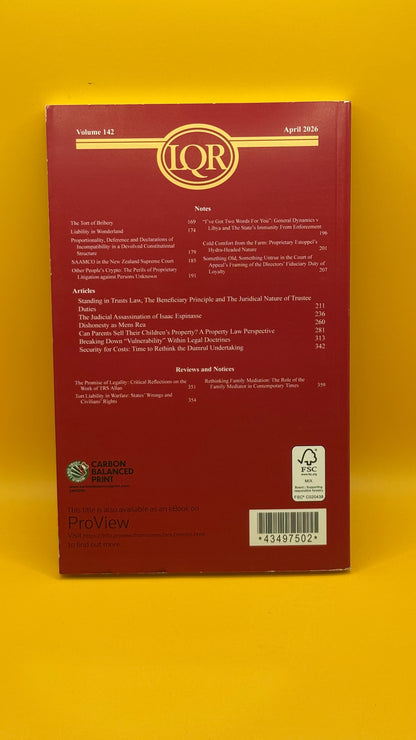 The Law Quarterly Review Volume 142 April 2026 by Sweet & Maxwell