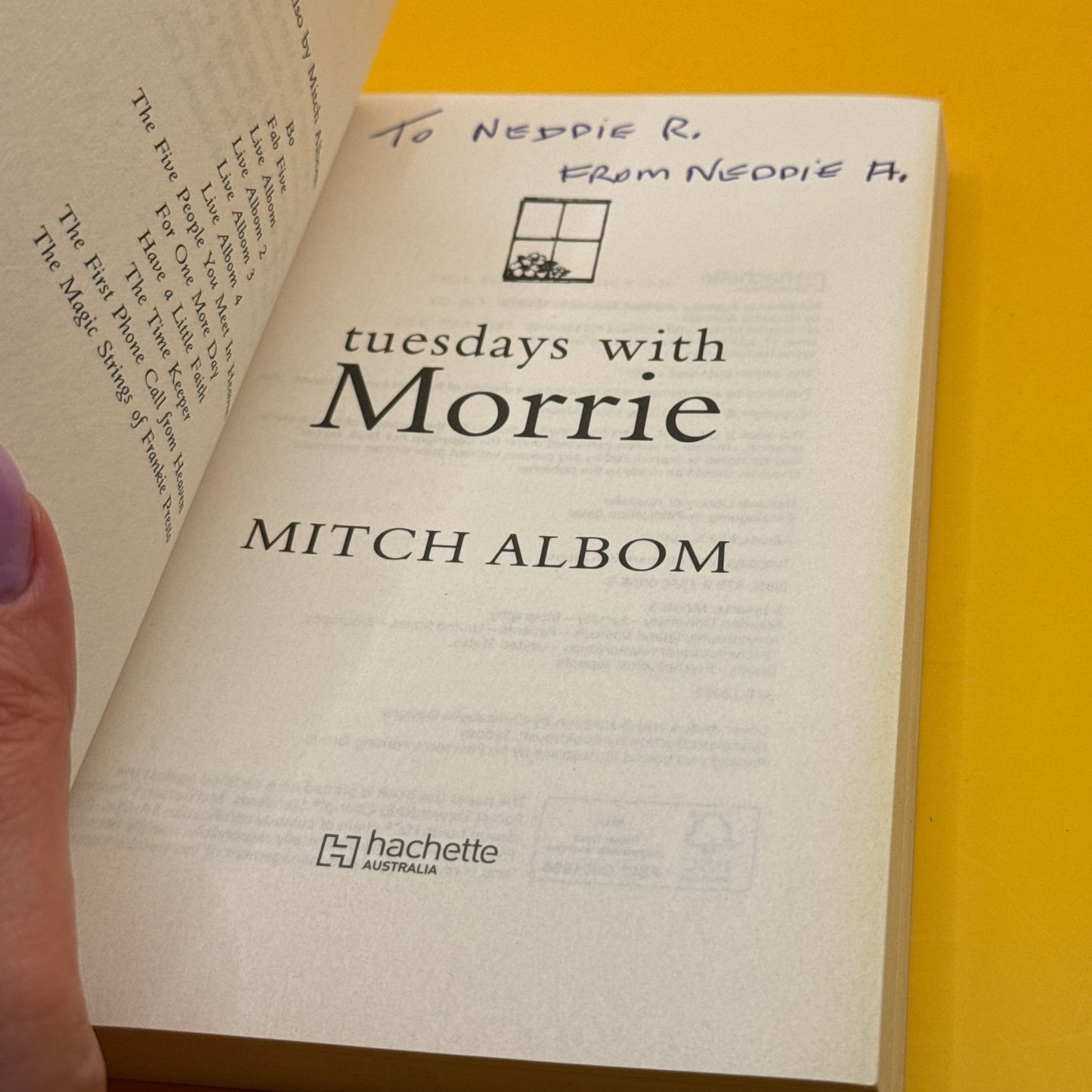 Tuesdays with Morrie by Mitch Albom