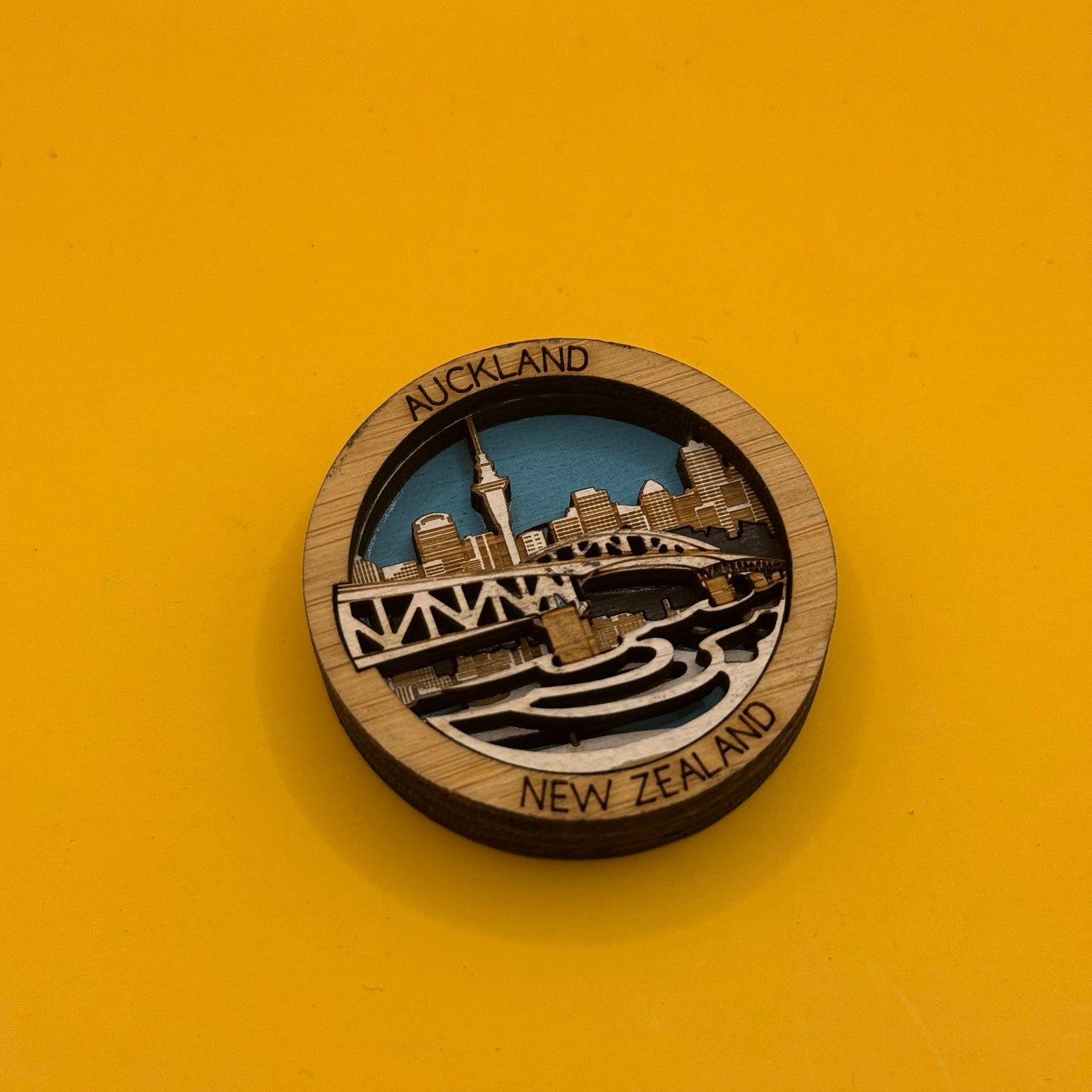 Auckland New Zealand Wooden Fridge Magnet