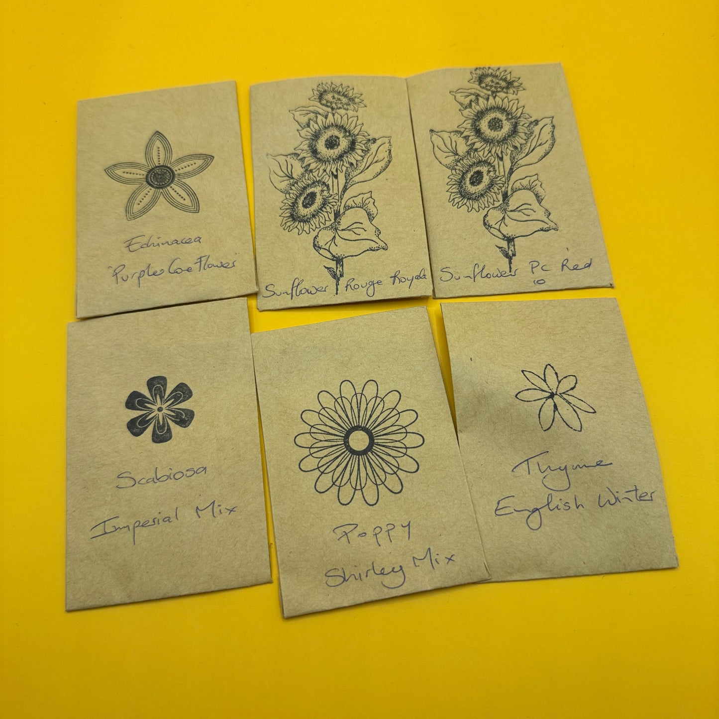 Mixed Flower and Herb Seed Packets Set of 6