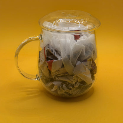 Clear Glass Tea Mug with Lid