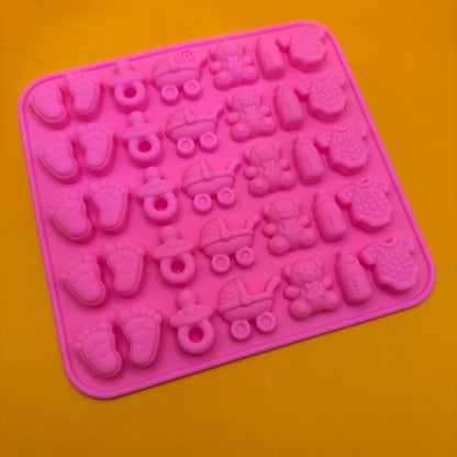 Baby-Themed Silicone Lolly Mould Tray Pink