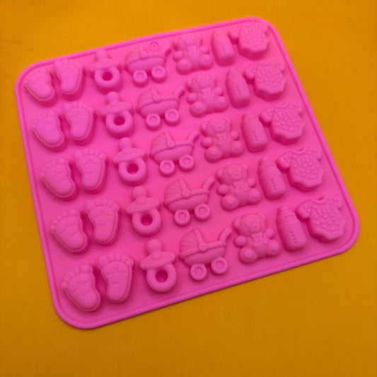 Baby-Themed Silicone Lolly Mould Tray Pink