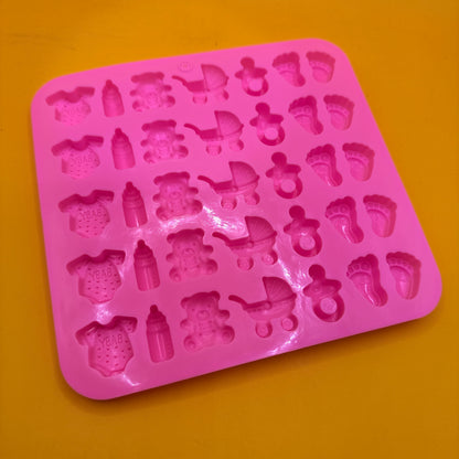 Baby-Themed Silicone Lolly Mould Tray Pink