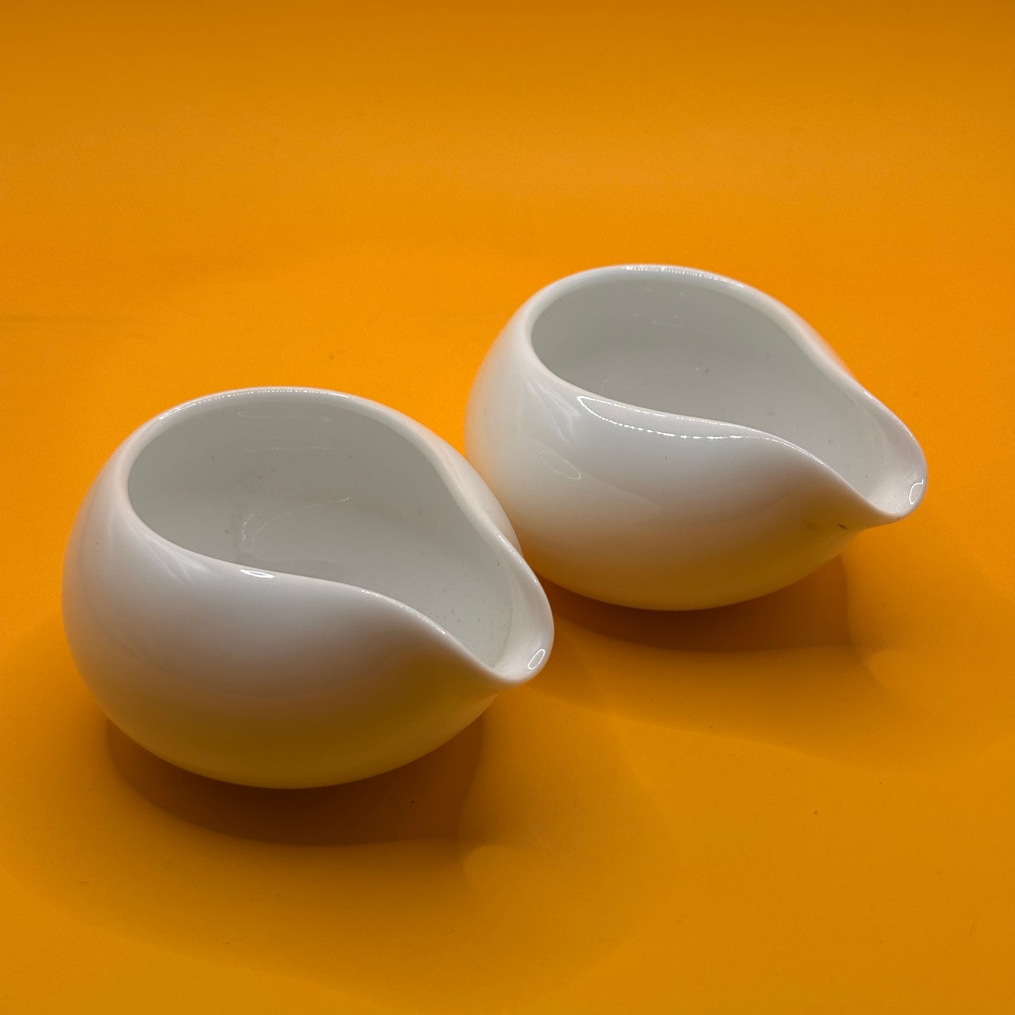 White Ceramic Pouring Bowls Set of 2