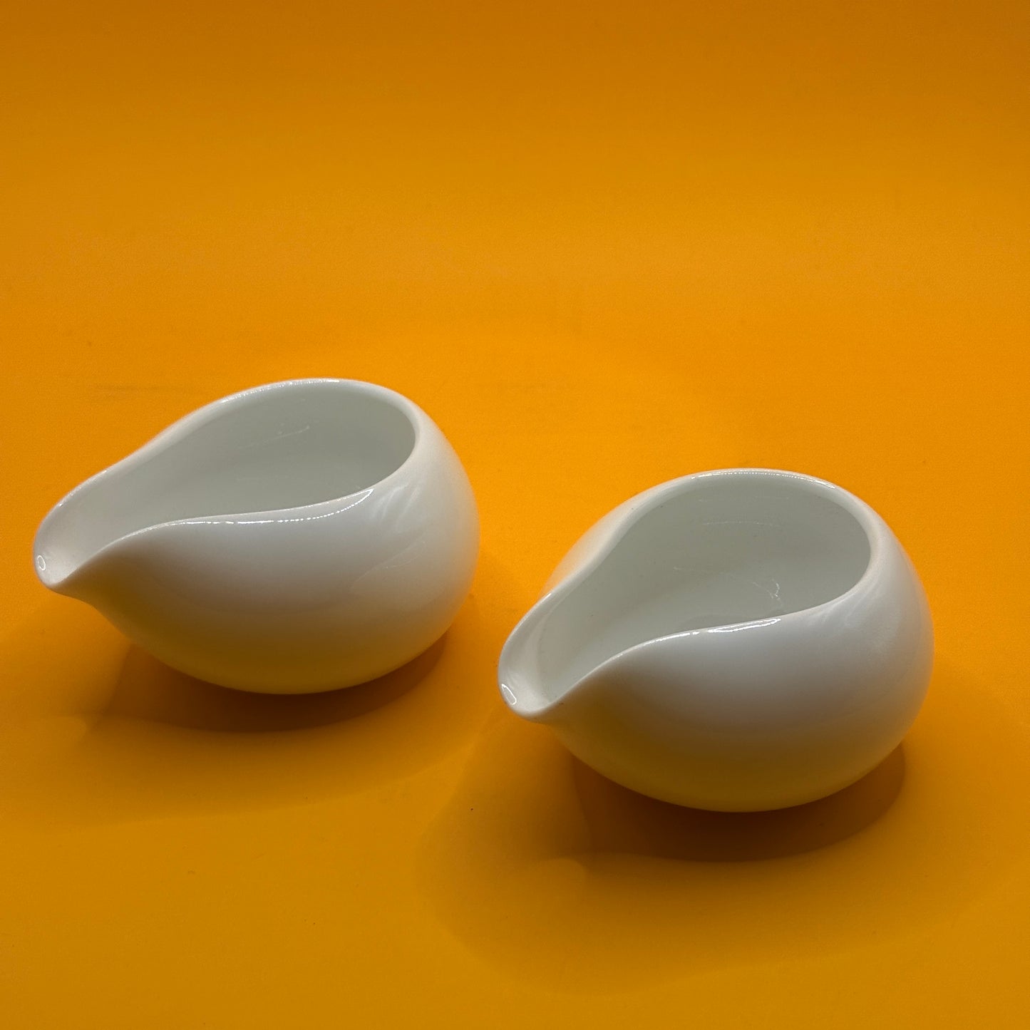 White Ceramic Pouring Bowls Set of 2