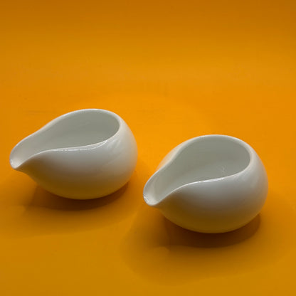 White Ceramic Pouring Bowls Set of 2