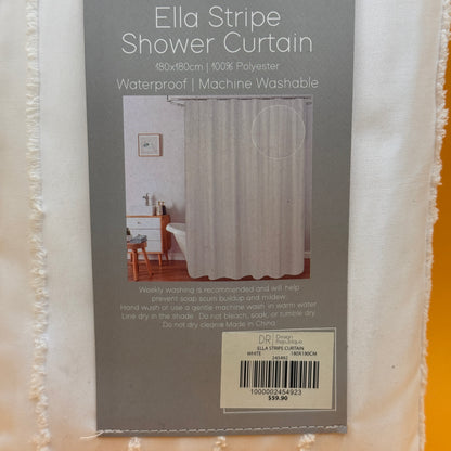 Design Republique Ella Stripe Shower Curtain White 180 x 180 cm