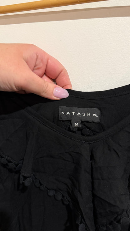Natasha Size M Pom Pom Trim Dress
