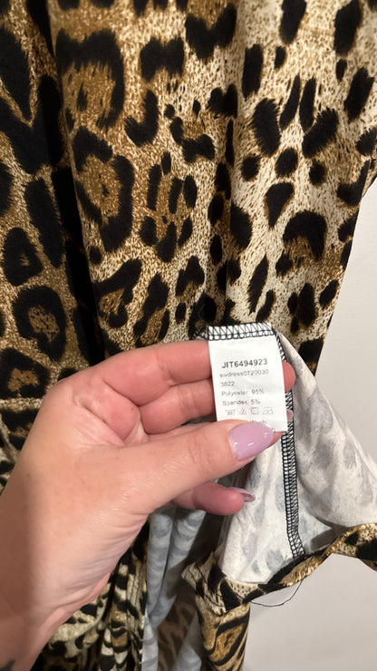 SHEIN Curve Size 5XL | U/Arm to U/Arm 60cm Leopard Print T Shirt Dress
